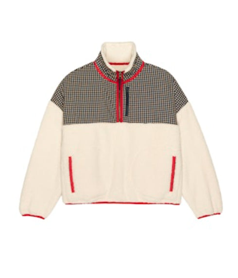 The Print-Mix Plush Terrain Half Zip - Mini Frosted Daisy and Cream